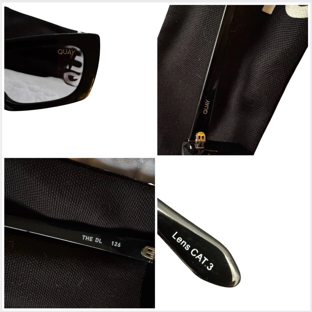 QUAY AUSTRALIA DL 126 RECTANGULAR SUNGLASSES Blac… - image 8